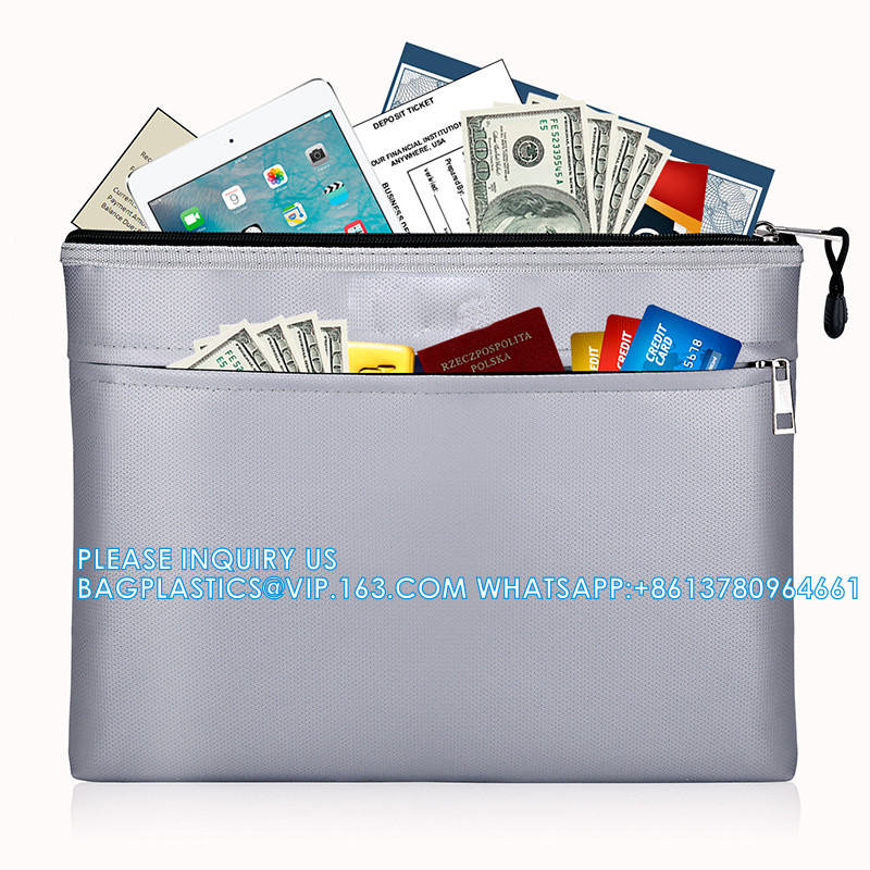Water Resistant Fireproof Document Bag Fire Proof Document Money Bag Passport Money Credit Travel Security Bags