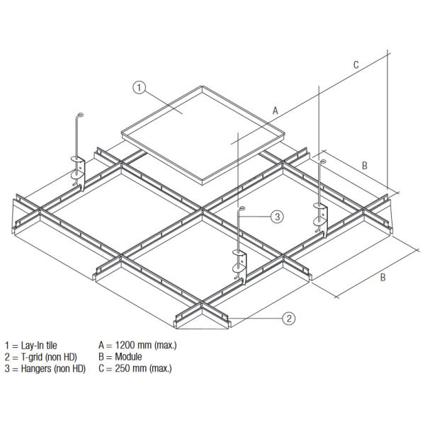 600*600mm Lay In Acoustical Ceiling Tile Integrated Suspension Soundproof
