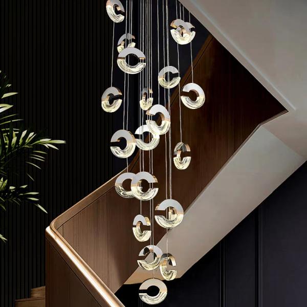 Modern Loft Chandelier Design C-type Acrylic Chandelier For Minimalist Ceiling Chandelier In Living Room Staircase Lighting