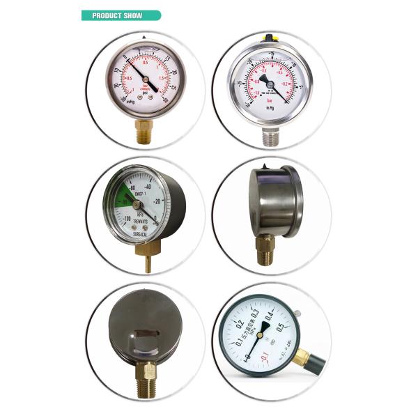 vacuum compound dry ss304 bottom connection G1/2" 4 inch good price pressure gauge -1+1bar