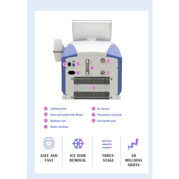 755 808 1064 Diode Laser Skin Hair Removal Device With 6-16 Laser Bars And Touch Screen