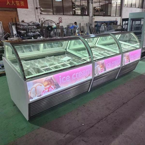 Convenience Store / Shop Commercial Multi Plate Ice Cream Refrigerated Storage Display Freezer