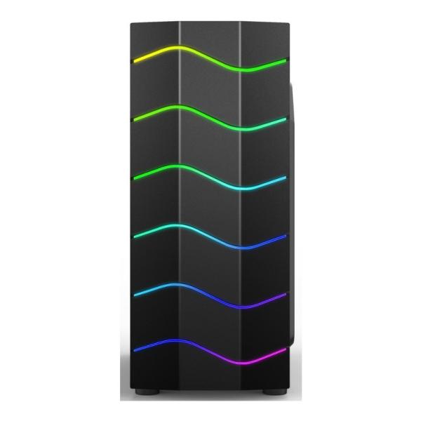 ETEK Luminous Computer Case, Wave LED Strip Front Panel, ARGB Light Effect,Support Water-cooled Radiator
