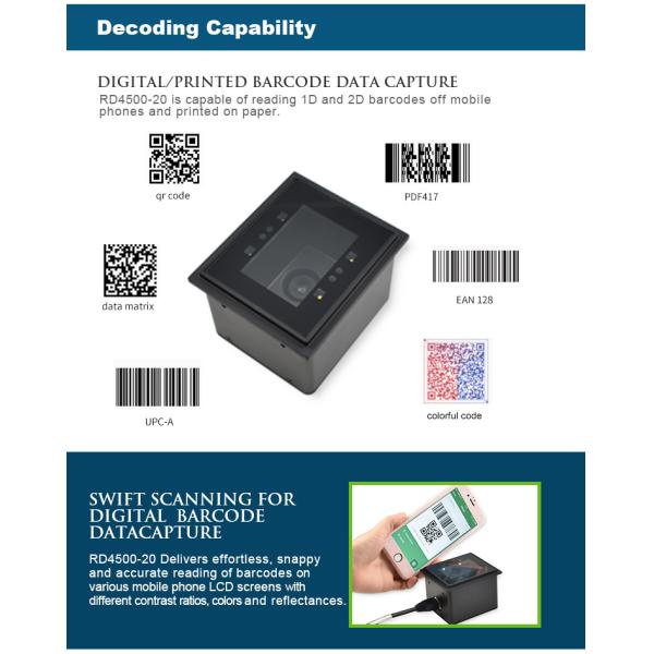 PDF Datamatrix RD4500R Fixed Mount Barcode Scanner For Kiosk