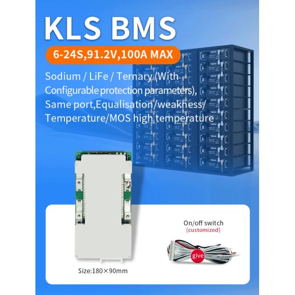 KLS battery management system pcba 6s 24s 40a 50a 60a 80a 100a lifepo4 6s 24V 48v 72V ncm lifepo4 bms for lifepo4 battery pack