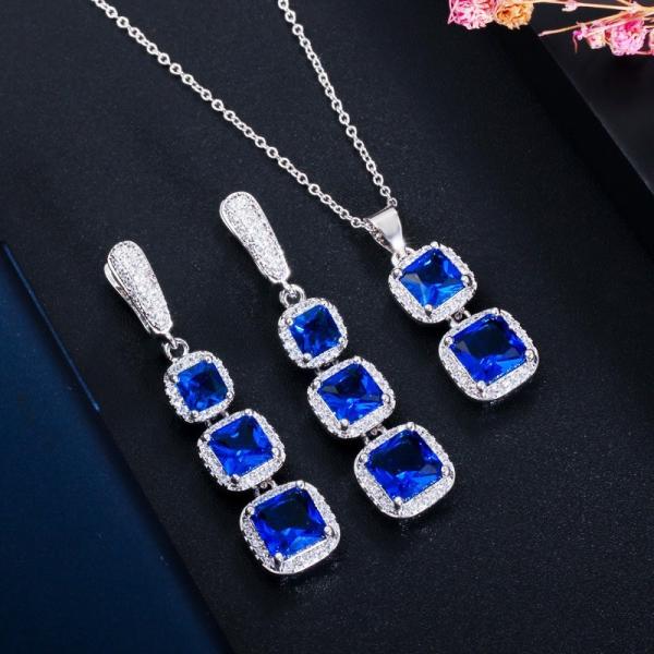 Jewelry Set for Wedding Party Crystal CZ Zircon Ring Earrings Bracelets Necklace Jewelry Set