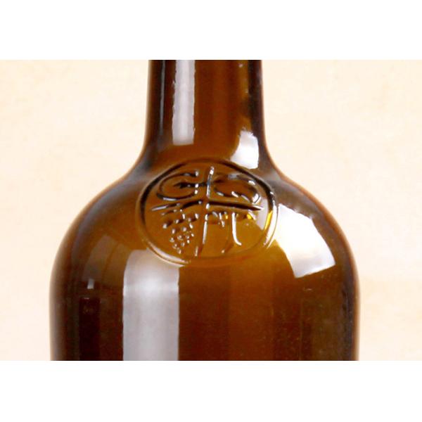 Elegant Amber Empty Glass Wine Bottles Custom Logo Round Shape