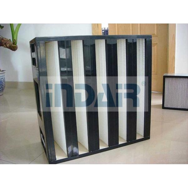 Large Air Flow Terminal HEPA Filter Mini Pleat Design V Type With Plastic Frame