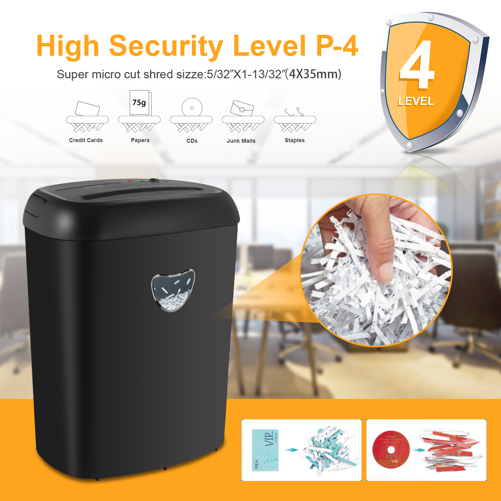 12 Sheets Commercial Paper Shredder CD228P-12 With 220mm Throat Width 25L big bin P-4 Security level