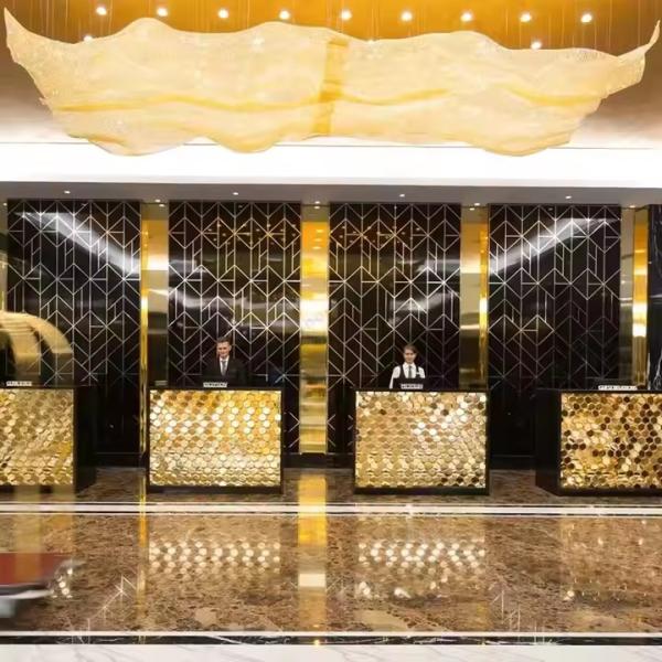 Customized Large-scale Project Modern Luxury Hotel Banquet Hall Lighting Decoration Gold LED Crystal Mesh Chandelier
