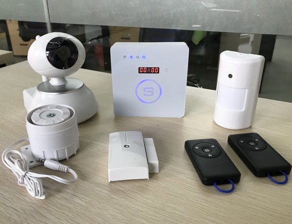 White Person Fire Wireless GSM Alarm System Home Security With RF Control