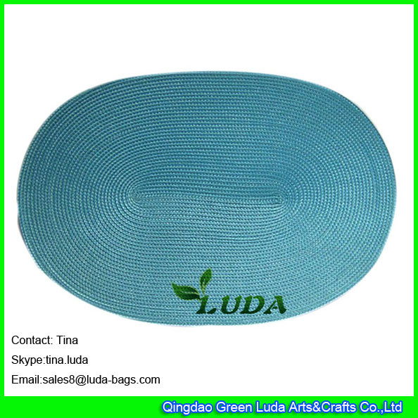 China LUDA lake blue table placemats waterproof oval placemats and coasters wholesale