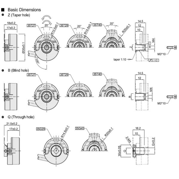 KN35 Through Hole Encoder 1024ppr Line Driver Output