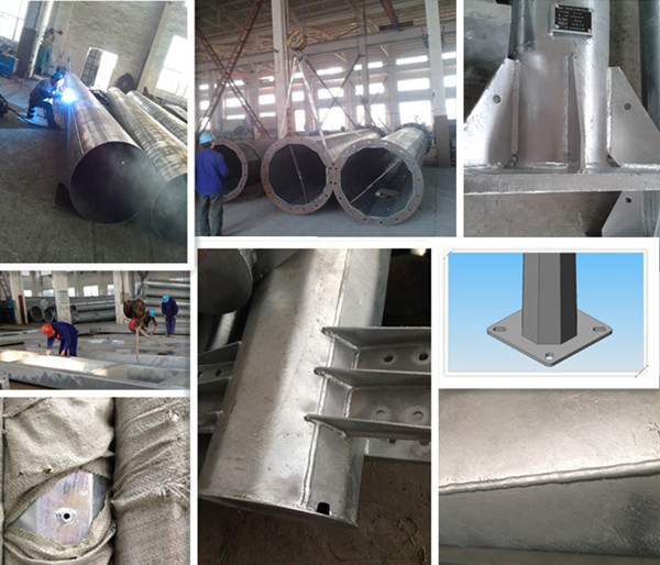 11.9M Octagonal Steel Utility Pole With Climbing Rung Longitudinal welding