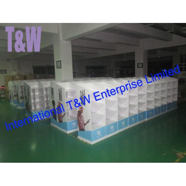 Four-shelf POP Cardboard Display Eco-friendly With Different Header Cards For Selling Earbuz Items To Wal-mart