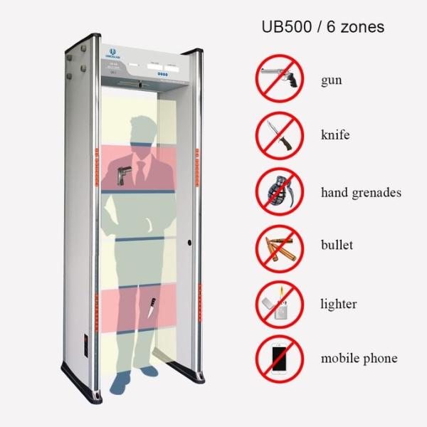 Adjustable Sensitivity 6 Zones 30w Portable Security Walk Through Door Frame Metal Detector