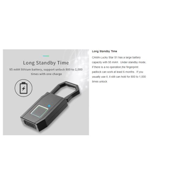 Aluminium Alloy Fingerprint Padlock Smart Biometric Lock For Gym Locker Lock