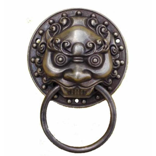 Corrosion Resistant Round Lion Head Pull Door Knockers Handles Classical Design
