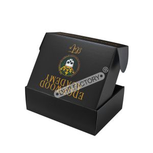 Elegant Black Custom Cardboard Shipping Boxes With Gold Foil Logo