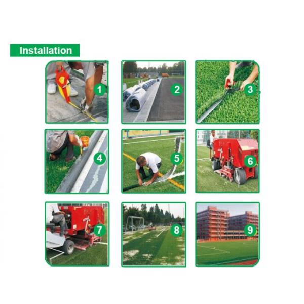 Green Football Hard Wearing Artificial Grass Soccer Field 50mm Stem W Shape