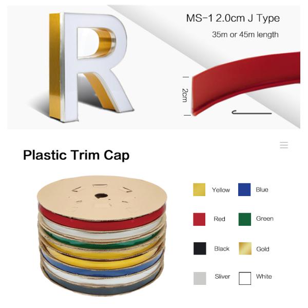 Waterproof LED Letter Sign Red Color 35m 45m Length Backlit Plastic Trim Cap