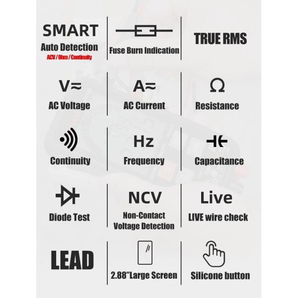 600 Volt 600uA Hand Held Tester , 60V True RMS Digital Multimeter
