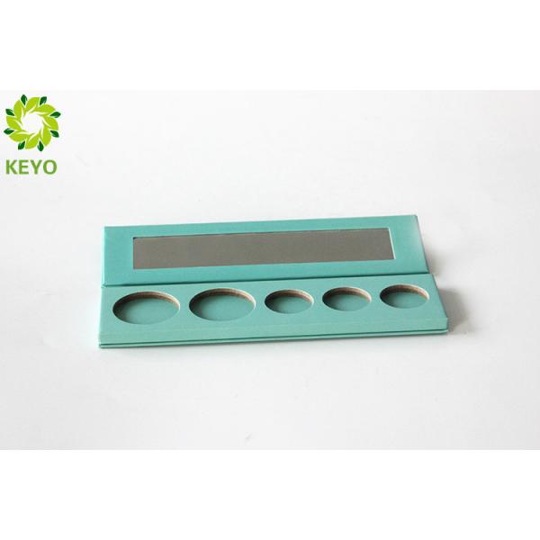 Green Paper Empty Eyeshadow Palette Rectangle 5 Pans Type With Mirror