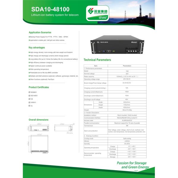 5.12kW 100Ah 48V Lifepo4 Lithium Battery 3U Rack Mount M8 Terminal Max Support 16 In Parallel