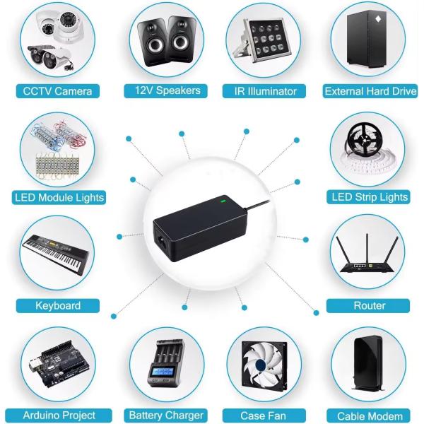 Rainproof Transformers 12V 10A 120W Adapter for PC Material Power Supply Switching and Creative 48V Desktop Speaker Amplifier