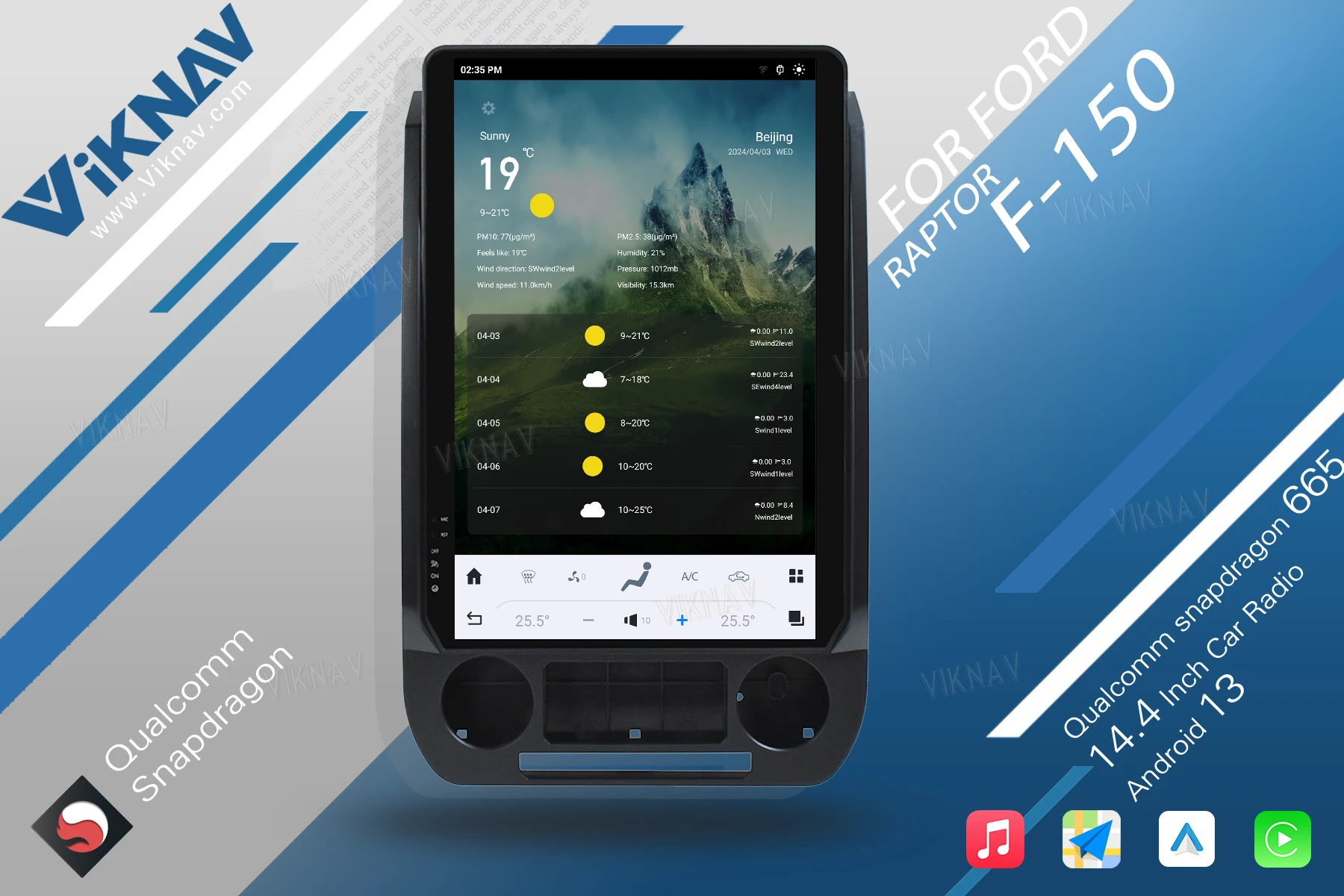 VIKNAV 14.4 " Android Car Radio For Ford F250 F350 F450 2015-2020 Carplay Android Auto