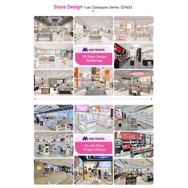 Beauty Store Rack White Wooden Skincare Cabinet With Light Box For Multi-Functional Store Furniture And Luxury Display Cabinet