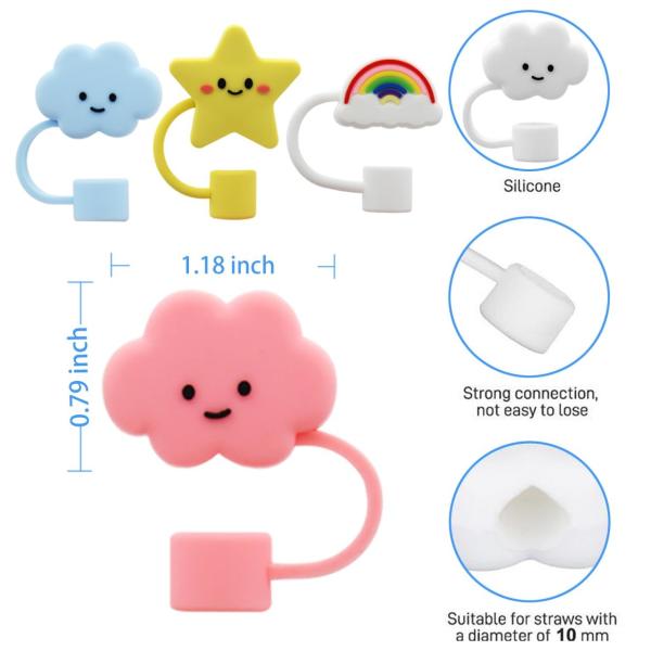 Straw Cover Cap For Stanley Cup Silicone Straw Topper Compatible With 30&40 Oz Tumbler 10mm 0.4in Silicone Straw Covers