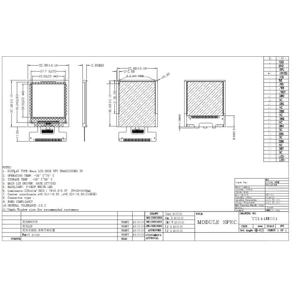 ST7735 1.44 inch TFT LCD Displays