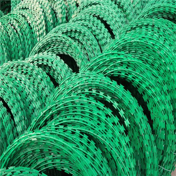 Stainless Steel Razor Barbed Wire 10mm Length PVC Coating