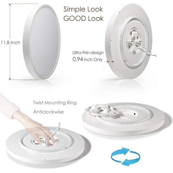 Dimmable LED Round Surface Ceiling Light 28watts White Metal For 100-220 Volts Input