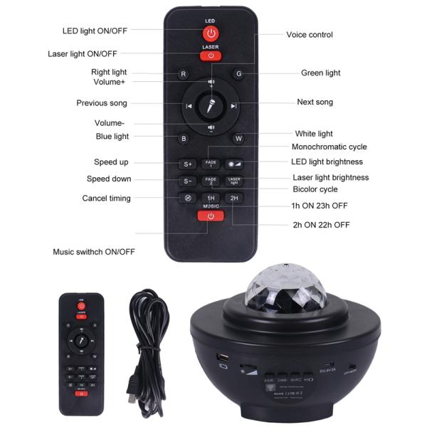 Remote Control DC5V 6W LED Touch Desk Lamp Star Projector Night Light With Music