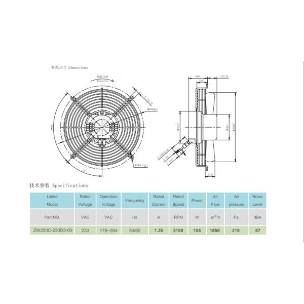 Low Noise Portable Airflow Ec Motor Cooling Fan For Condenser Unit