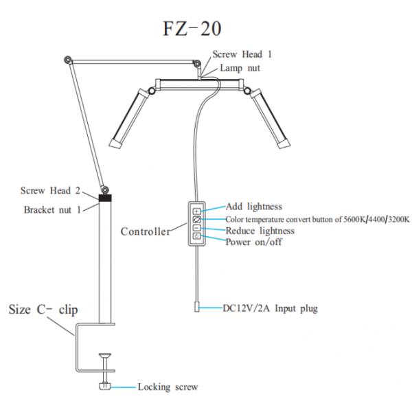 Yidoblo FZ-20H 20w arm light lamp tattoo eyelash lamp nail beauty Makeup eyelash light extension lamp
