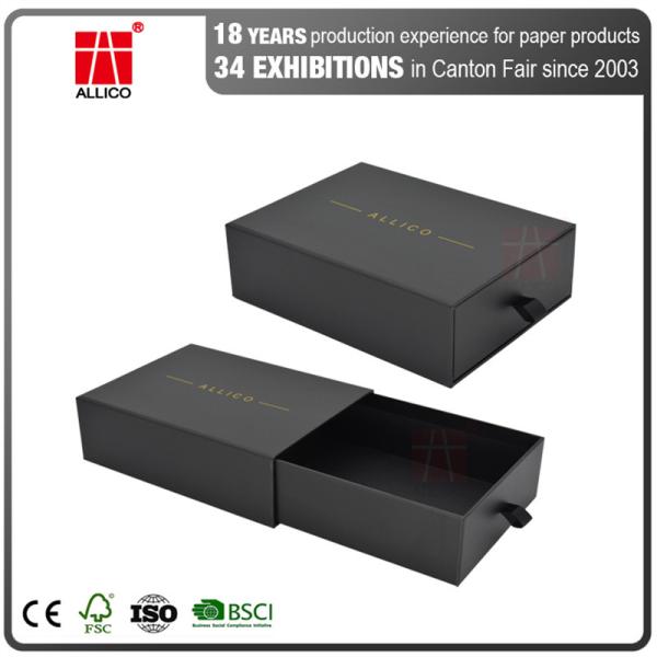 CMYK Matt Black 157G 2mm Sliding Drawer Gift Boxes Pull Out For Christmas
