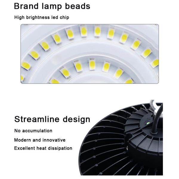 240w 170lm/W UFO Linear LED High Bay Light Hook Suspended Industrial Indoor Sports Color Temperature
