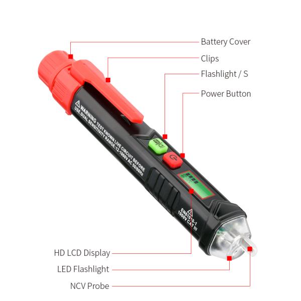 Light Alarm Pen Type Voltage Tester , 12 Volt Non Contact Voltage Tester