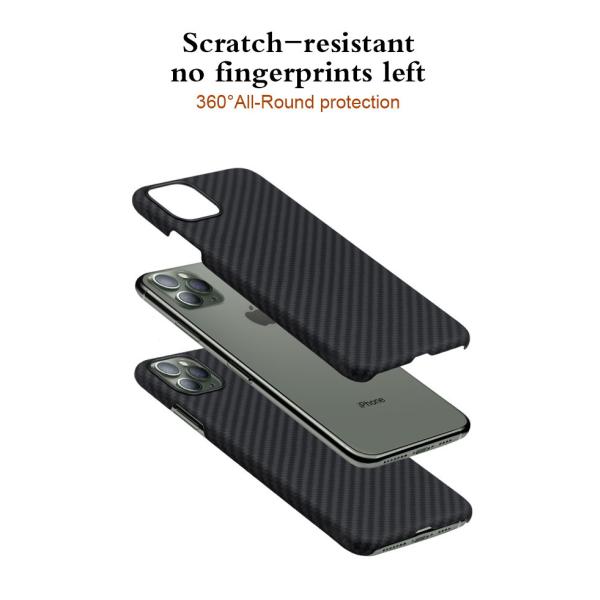 Matte Aramid Fiber Phone Case For iPhone 11 Pro Twill Style Protective Function