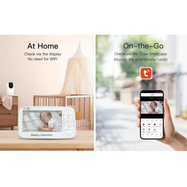 1080P WiFi Baby Monitor with 360° Pan-Tilt and 5000mAh Battery