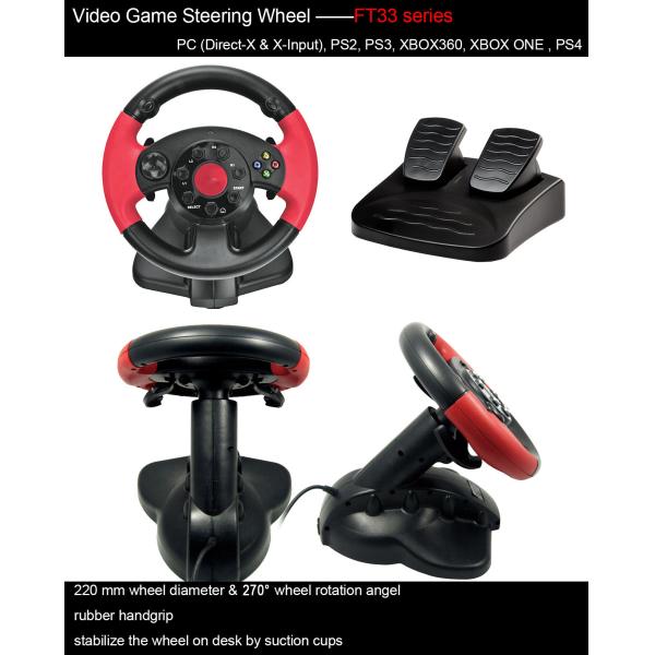 Game Steering Wheel Racing Wheel With Foot Pedal For PC + X-INPUT + P2 + P3
