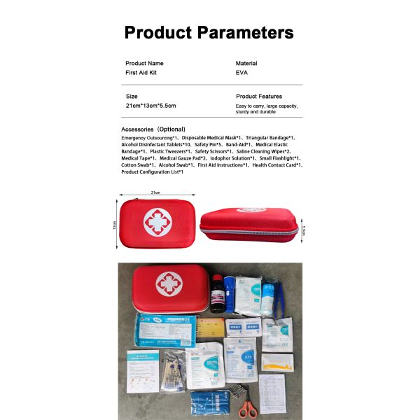 Customizable Red EVA Oxford Fabric Family-Sized Emergency First Aid Kit