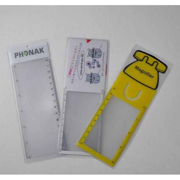Cheap PVC Crad Bookmark Magnifier / Ruler Magnifier / Bookmark With Magnifier , Custom Print Your Own Logo, 189*65MM