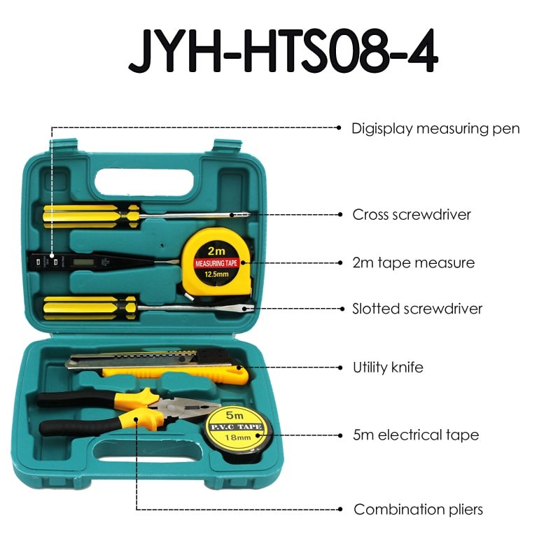 JYH-HTS09-8 Decoration Household Tool Sets With Claw Hammer