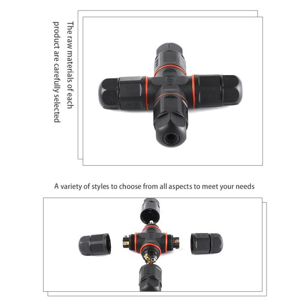 Solderless Screw 3 Pin 4 Pin PA66 Waterproof DC Connectors