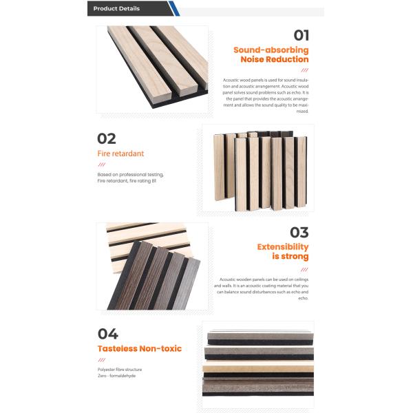 Wall Ceiling Decorative Acoustic Slat Wood Wall Panels Sound Absorb Board
