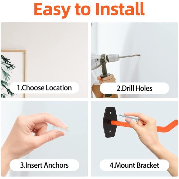 27*5*9 cm Heavy Duty Garage Wall Mountable Tire Storage Rack Hooks 4 Piece Set Durable